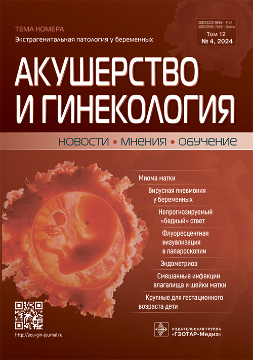 Акушерство и гинекология. Новости. Мнения. Обучение. №4, 2024